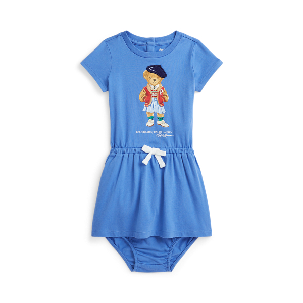 Polo Bear Cotton Jersey Dress &amp; Bloomer Baby Girl 1