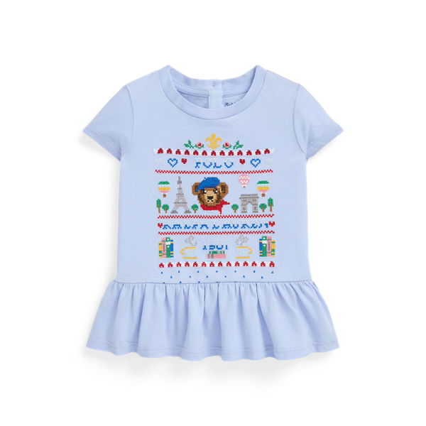Polo Bear Cotton Jersey Peplum T-Shirt Baby Girl 1