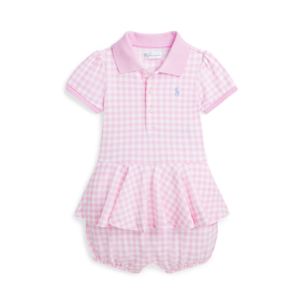 Mesh Polo poftuinbroek met gingham-suit