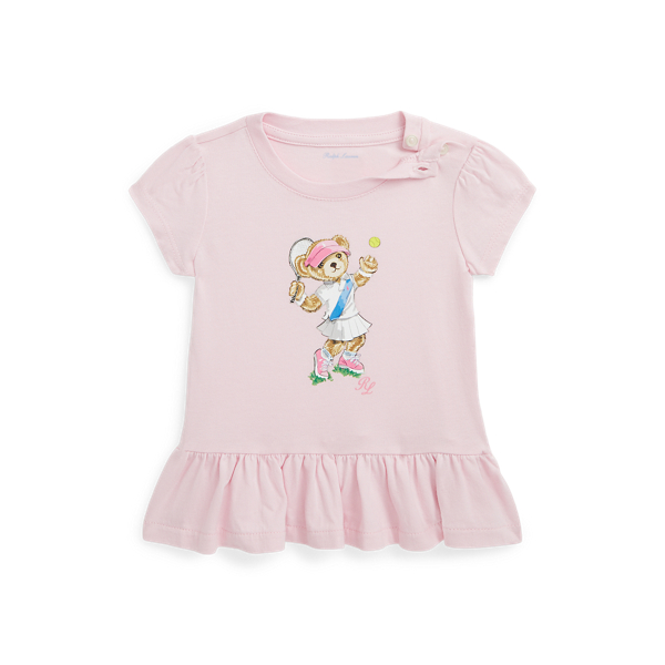 Polo Bear Cotton Jersey Peplum T-Shirt