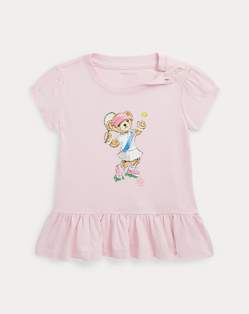 Polo Bear Cotton Jersey Peplum T-Shirt Baby Girl 1