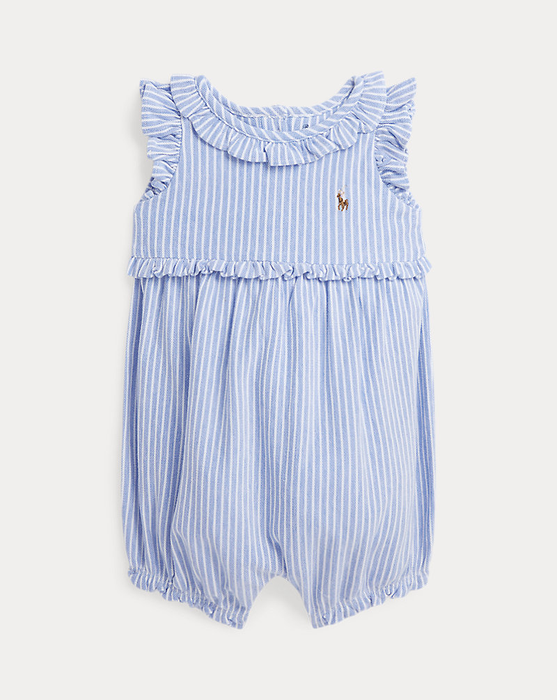 Striped Knit Oxford Bubble Shortall Baby Girl 1