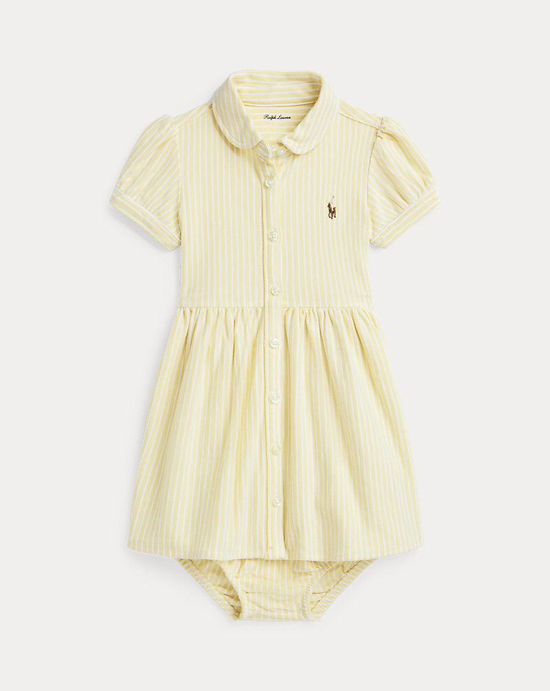 Striped Knit Oxford Shirtdress &amp; Bloomer Baby Girl 1