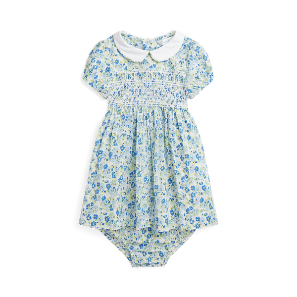 Floral Cotton Seersucker Dress &amp; Bloomer Baby Girl 1