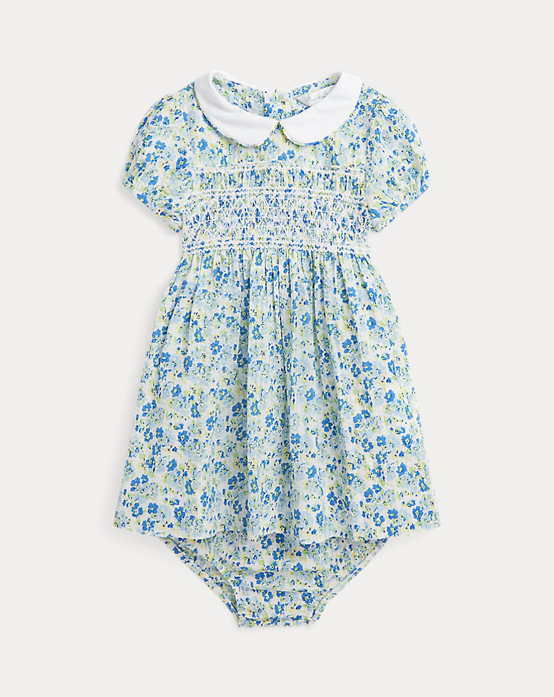 Floral Cotton Seersucker Dress & Bloomer Baby Girl 1