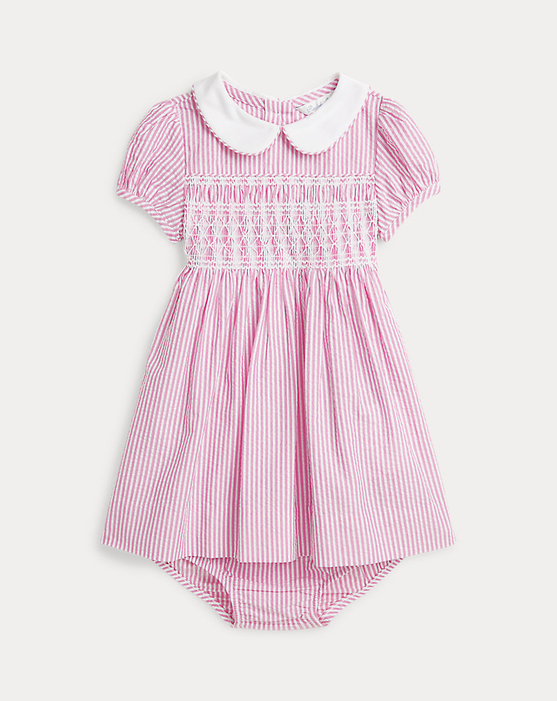 Striped Seersucker Dress & Bloomer Baby Girl 1