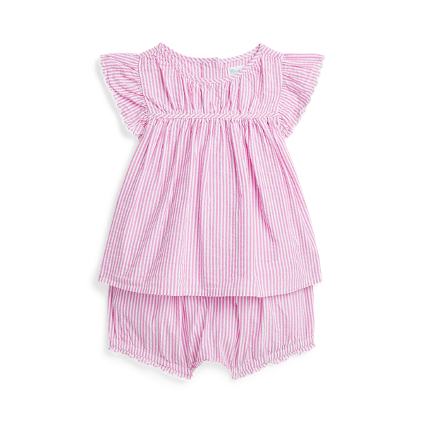 Striped Seersucker Top & Bloomer Set Baby Girl 1