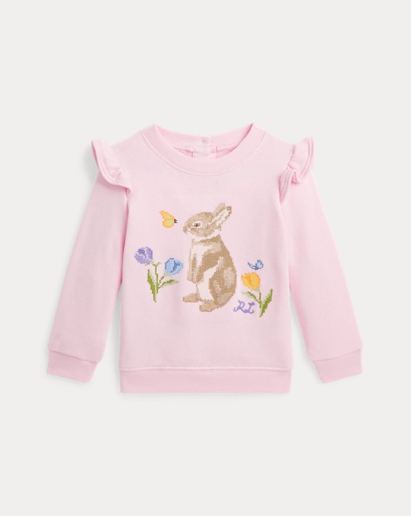 Badstof sweatshirt met ruches en konijn