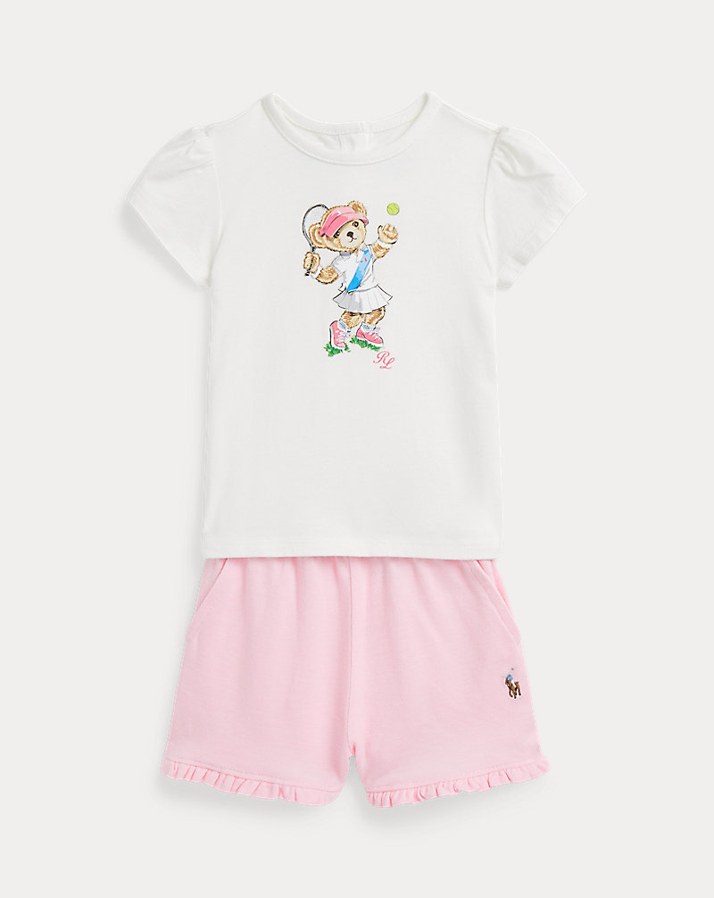 T-Shirt &amp; Mesh-Shorts mit Polo Bear Baby-Mädchen 1