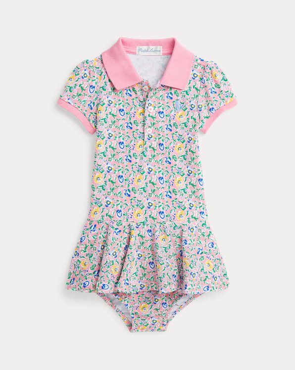 Floral Stretch Mesh Polo Dress & Bloomer