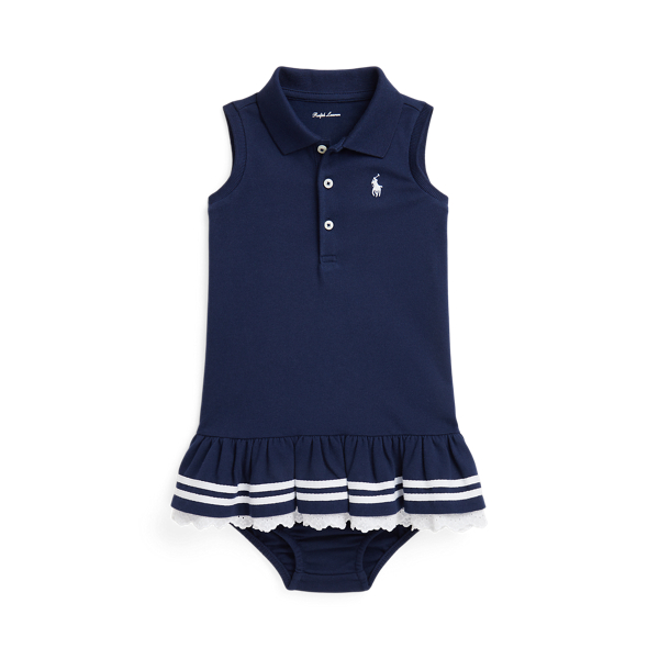 Striped Mesh Polo Dress &amp; Bloomer