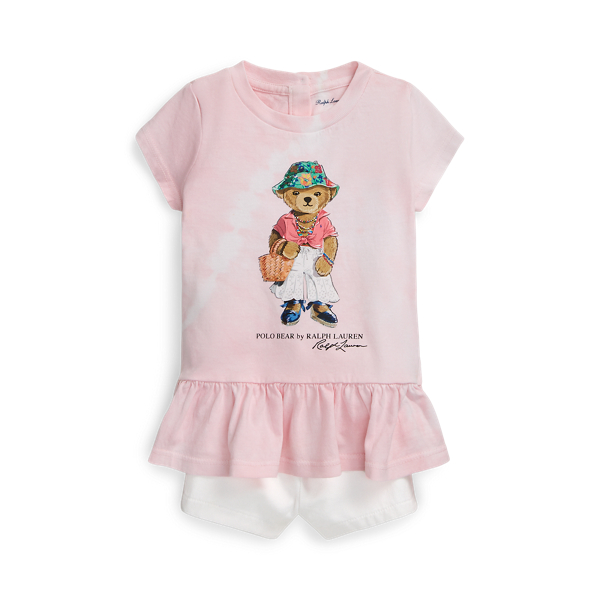 Tie-Dye Polo Bear Tee & Chino Short Set Baby Girl 1