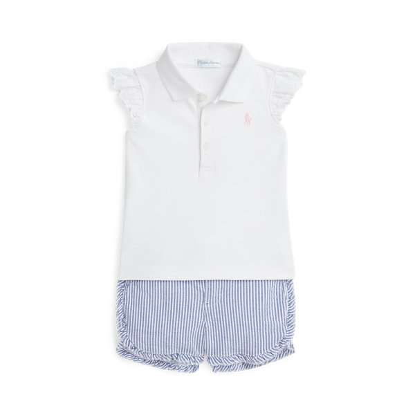 Mesh Polo Shirt &amp; Seersucker Short Set