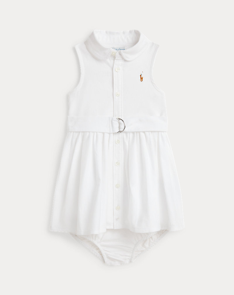 Belted Cotton Oxford Shirtdress Baby Girl 1