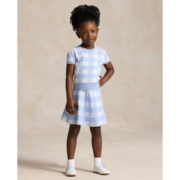 Gingham Cotton Sweater & Skirt Set Girls 2-6x 1