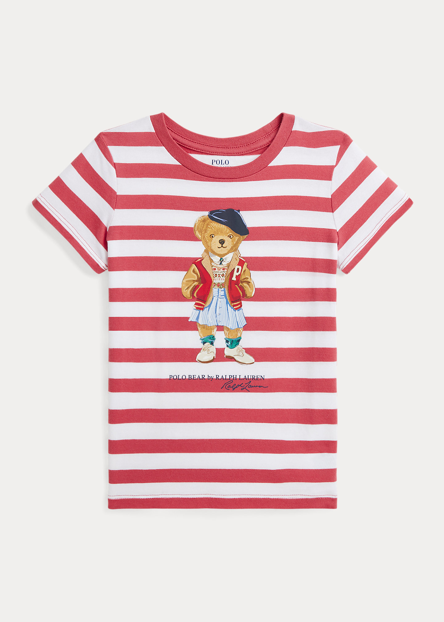 Striped Polo Bear Cotton Jersey Tee