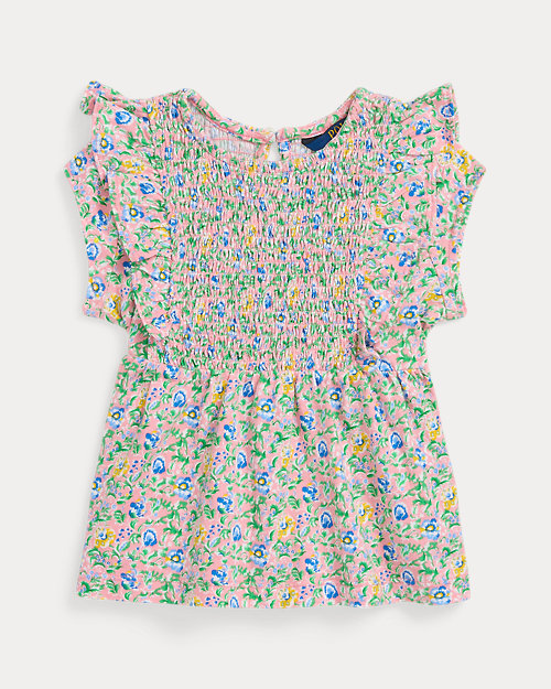 Floral Smocked Cotton Jersey Top