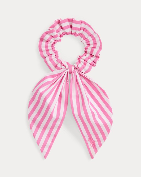 Striped Cotton Poplin Ribbon Scrunchie