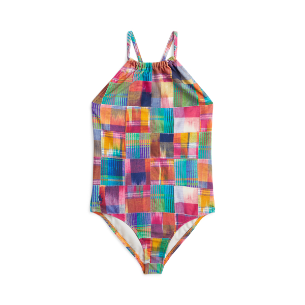 Patchwork Plaid One-Piece Swimsuit