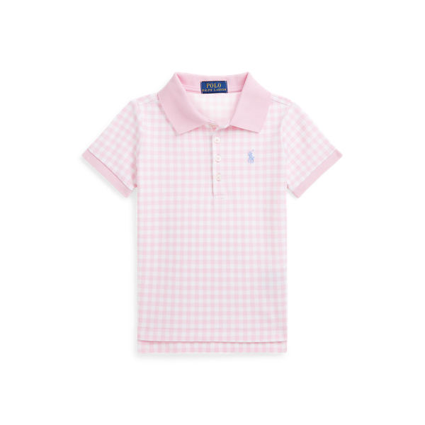 Gingham Stretch Mesh Polo Shirt