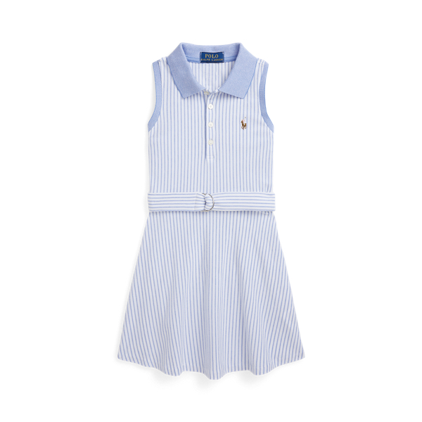 Belted Striped Knit Oxford Polo Dress Girls 2-6x 1