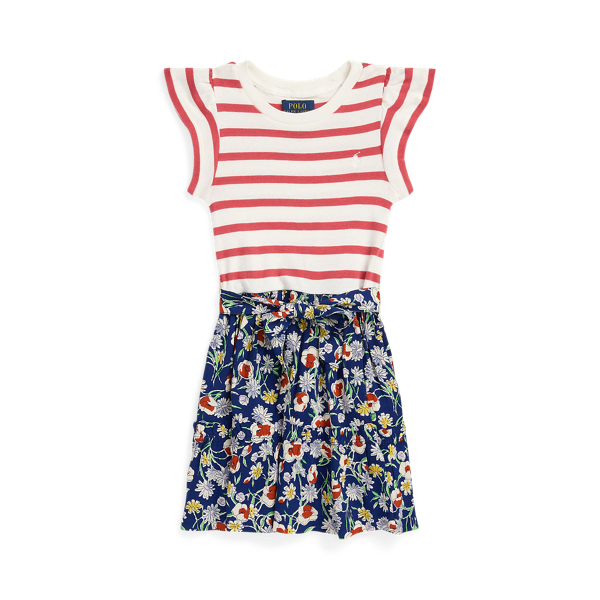 Striped & Floral Cotton-Blend Dress Girls 2-6x 1