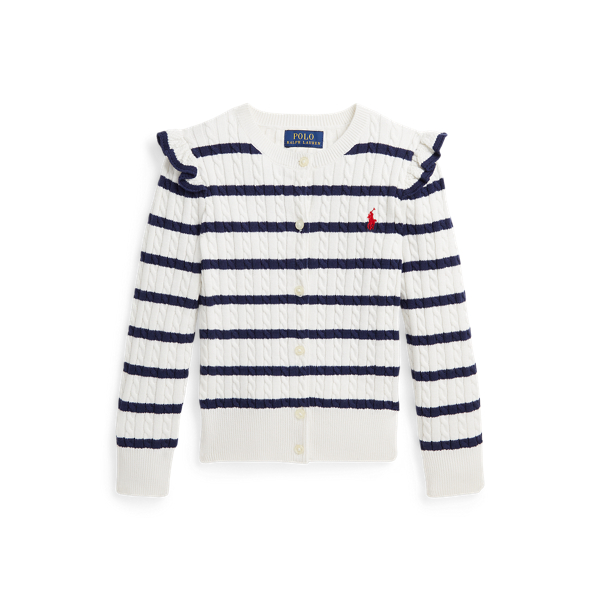 Striped Mini-Cable Cotton Cardigan