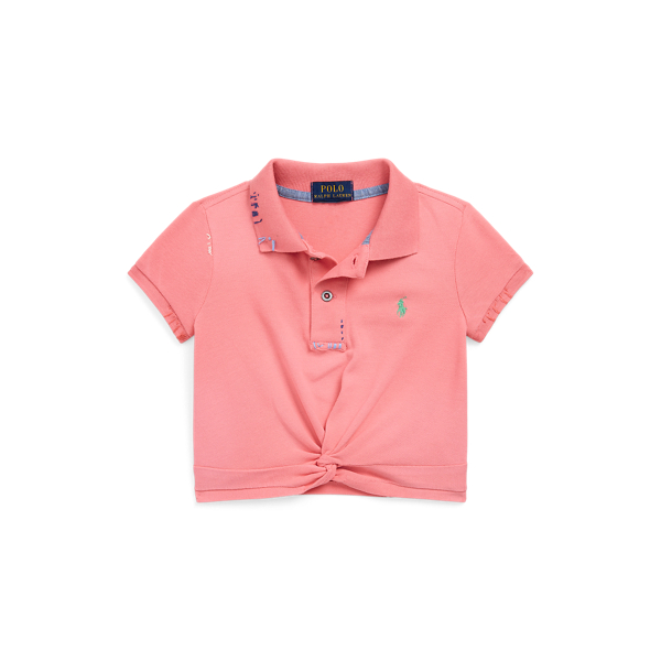 Twist-Front Stretch Mesh Polo Shirt