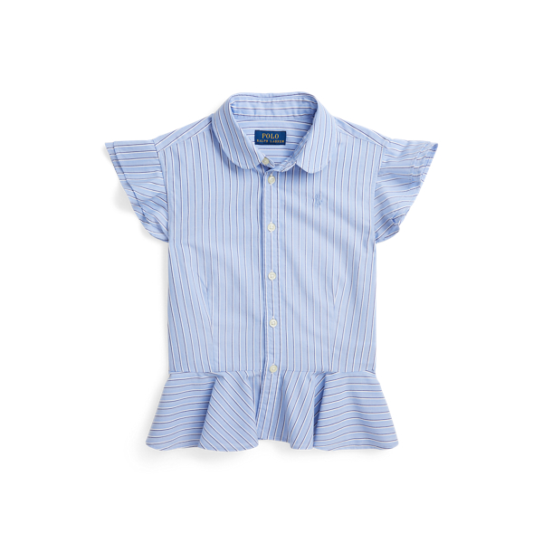Striped Cotton Peplum Sleeveless Shirt GIRLS 7–14 YEARS 1