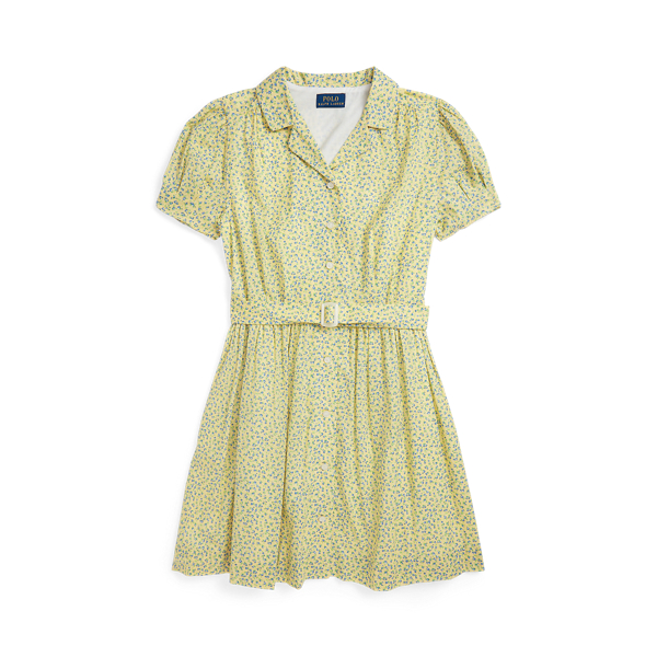 Belted Floral Cotton Batiste Dress