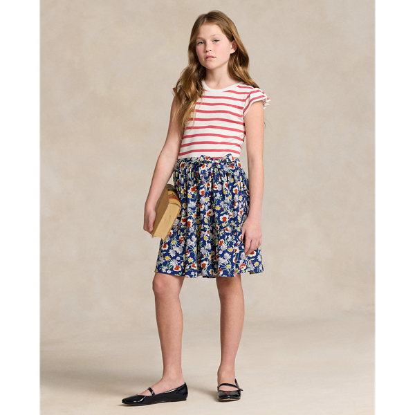 Striped & Floral Cotton-Blend Dress Girls 7-16 1