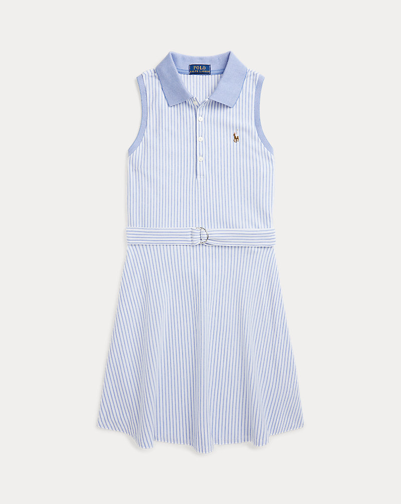 Belted Striped Knit Oxford Polo Dress Girls 7-16 1