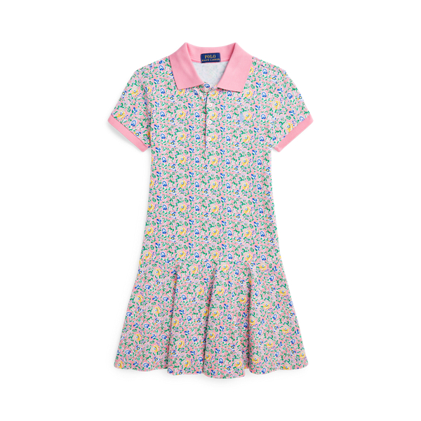 Floral Stretch Mesh Polo Dress Girls 7-16 1