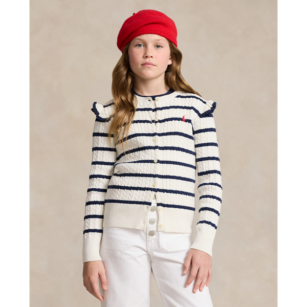 Ralph Lauren Girls Cable Jacquard Terry Knit Short Set in White