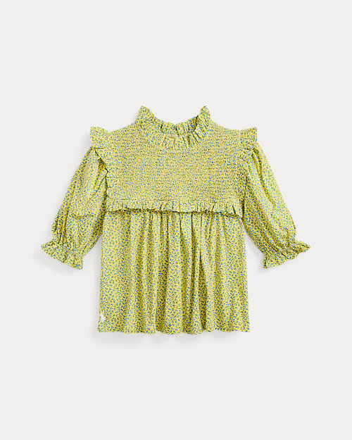 Floral Smocked Cotton Jersey Top