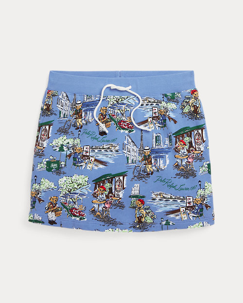 Polo Bear Paris-Print French Terry Skirt