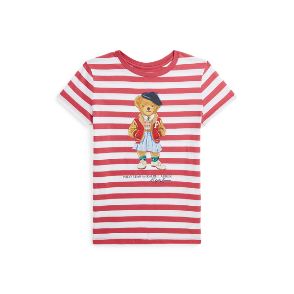 Tee-shirt rayé en coton épais enfant fille PEPS/MARSHMALLOW A077S02
