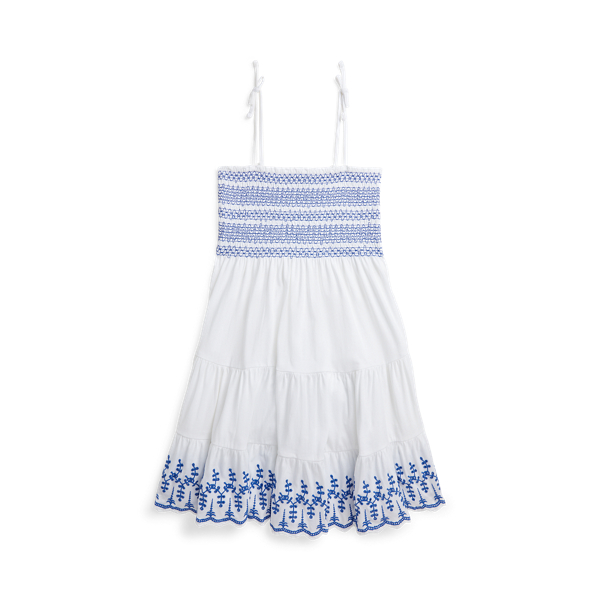 Off-Shoulder Smocked Eyelet Summer Dress
