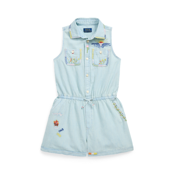 Embroidered Cotton Chambray Playsuit GIRLS 7–14 YEARS 1