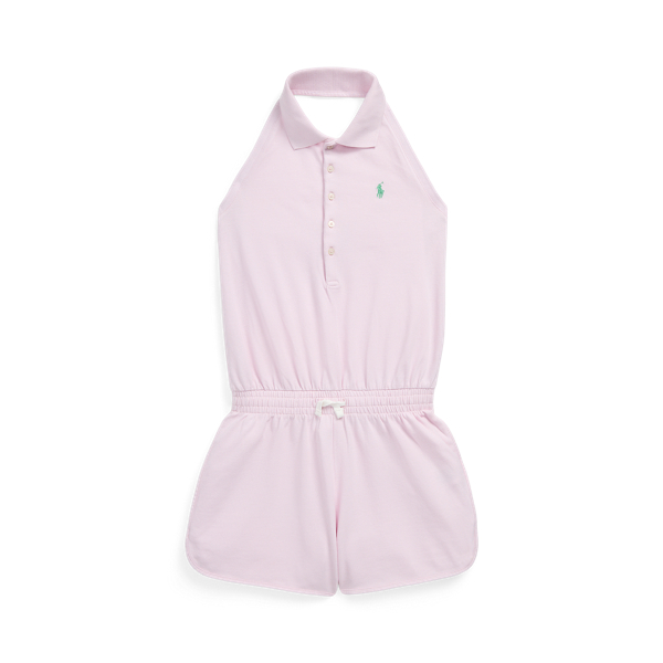 Stretch Mesh Halter Polo Playsuit