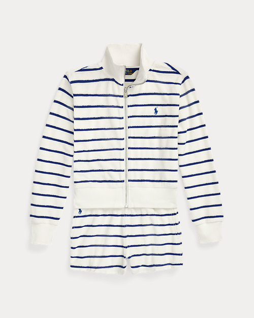 Striped Cotton Terry Jacket & Short Set