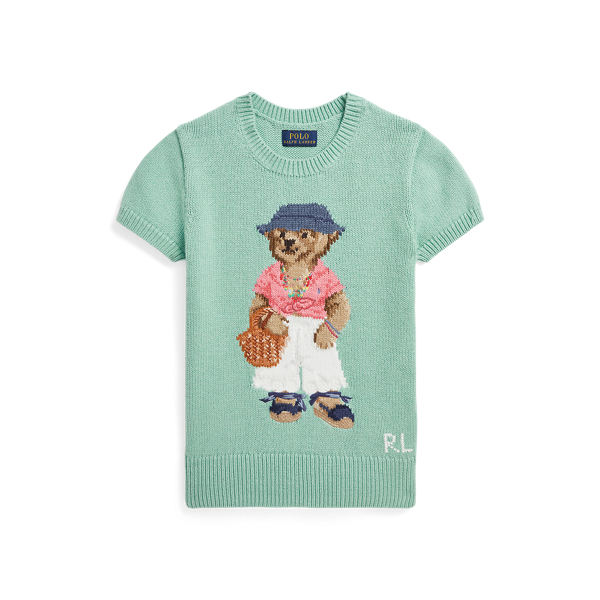 Baumwoll-Kurzarmpullover mit Polo Bear