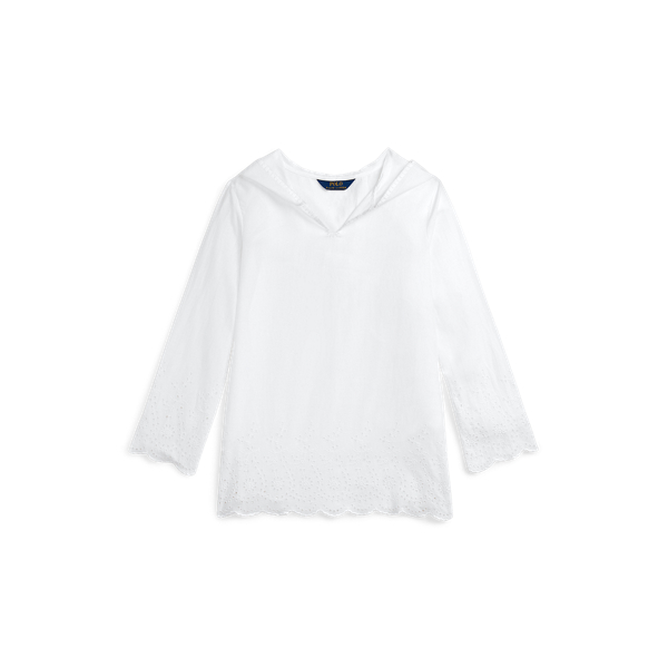 Blusa con cappuccio in cotone ricamato