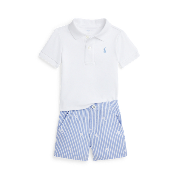 Soft Cotton Polo Shirt & Mesh Short Set