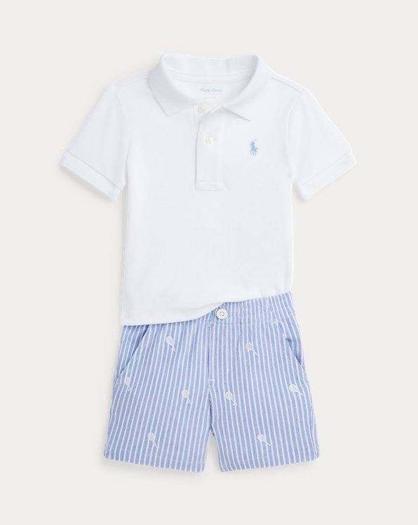 Soft Cotton Polo Shirt & Mesh Short Set
