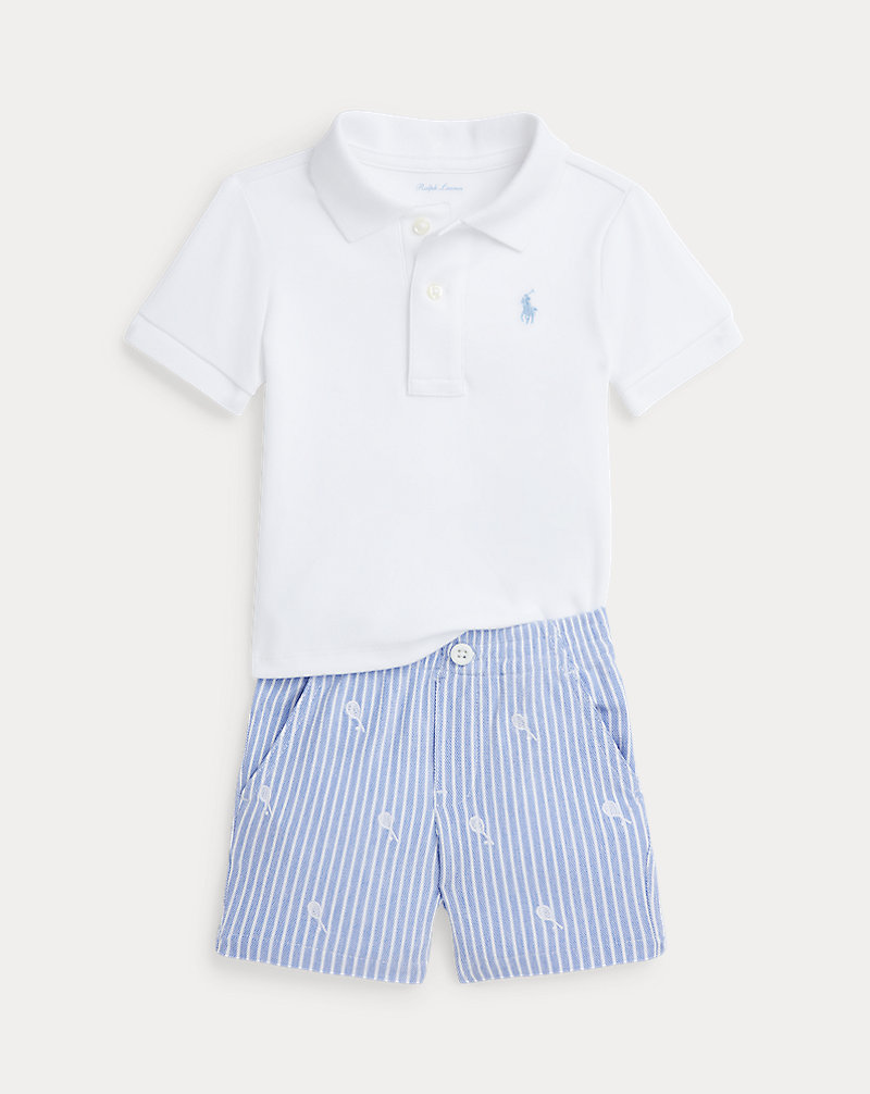 Soft Cotton Polo Shirt & Mesh Short Set Baby Boy 1
