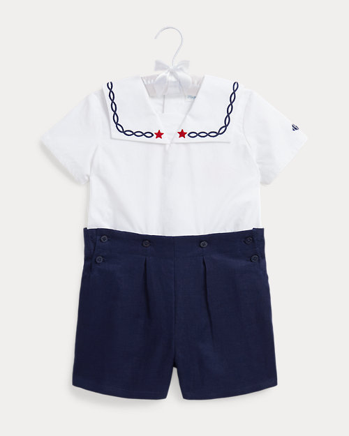 Cotton Sailor Shirt & Linen Short Set