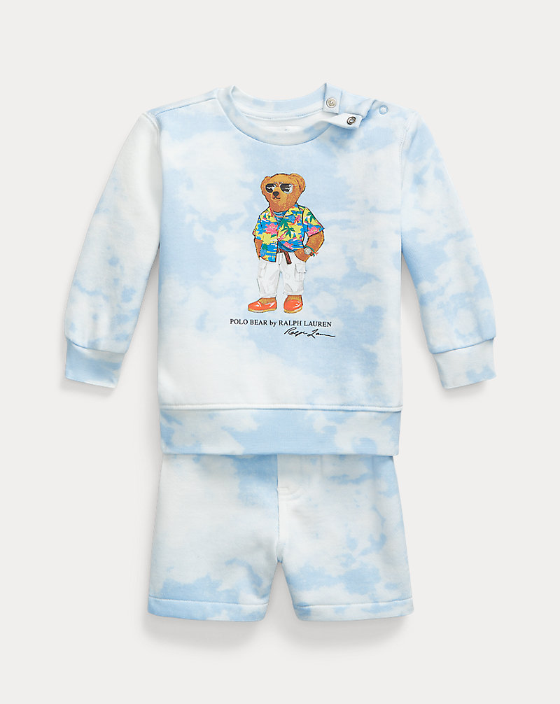 Fleece sweatshirt met Polo Bear en short Babyjongen 1