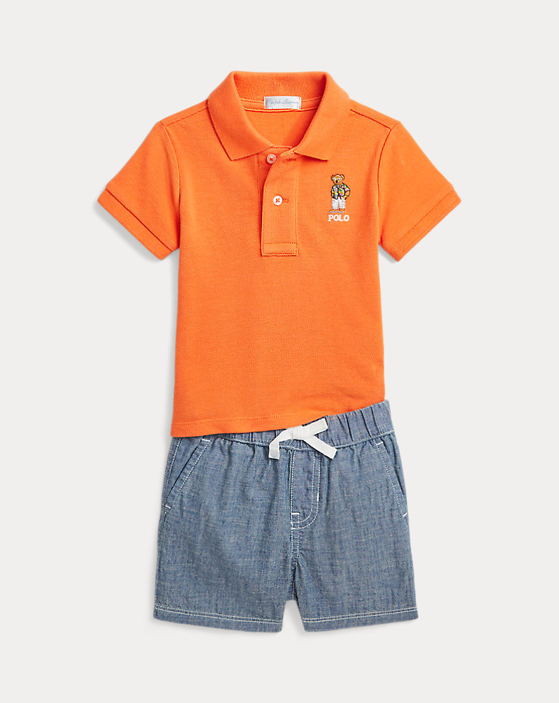Polo Bear Cotton Polo Shirt & Short Set Baby Boy 1