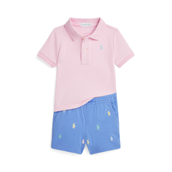 Poloshirt und Shorts aus Piqué